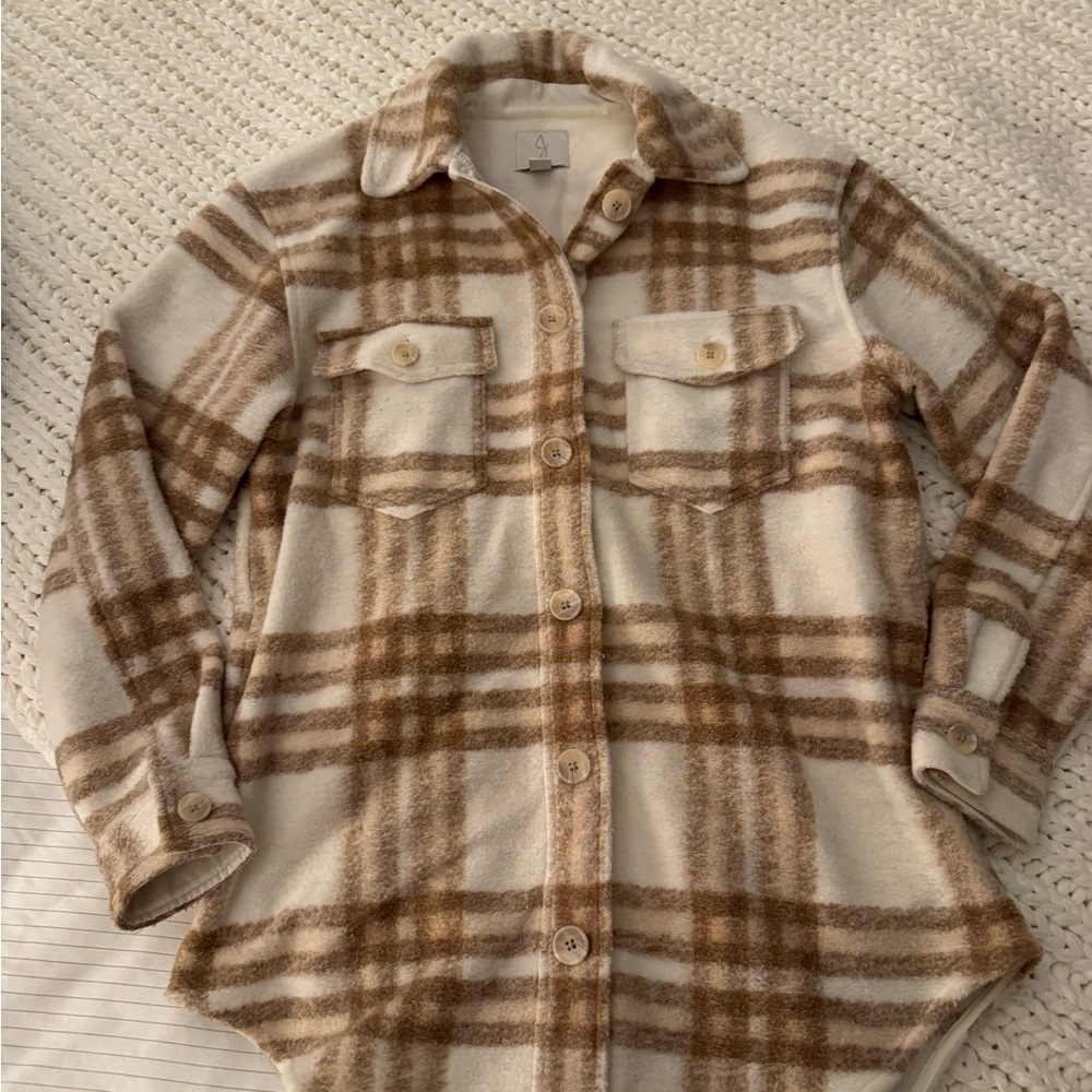 Joie Cream and Tan Shacket
